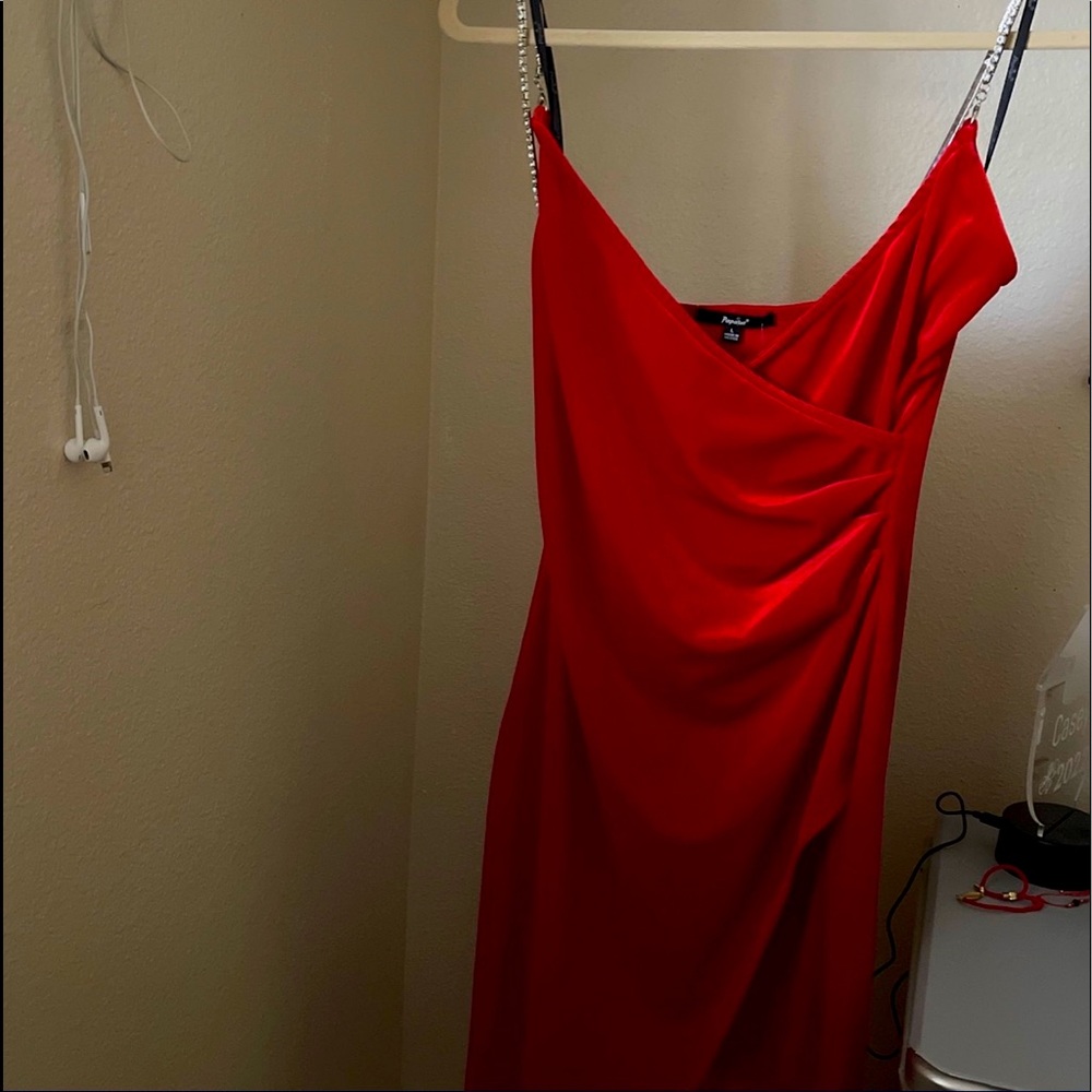 Long red dress